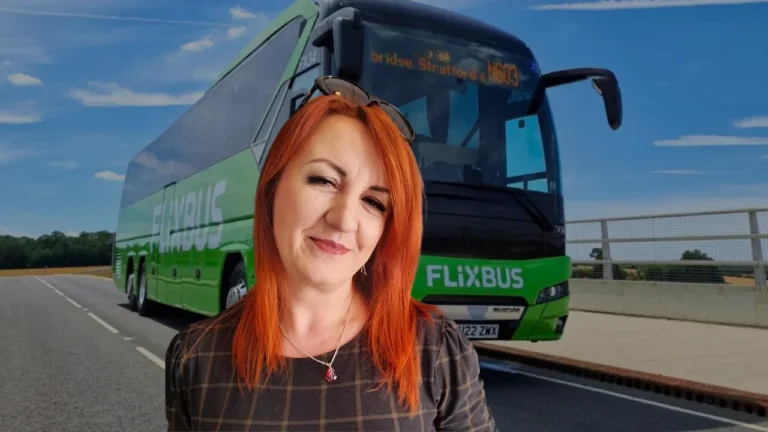 Image of Malgorzata Cieslinska-skrzypczak driving Flixbus, a fine example of women in the bus industry