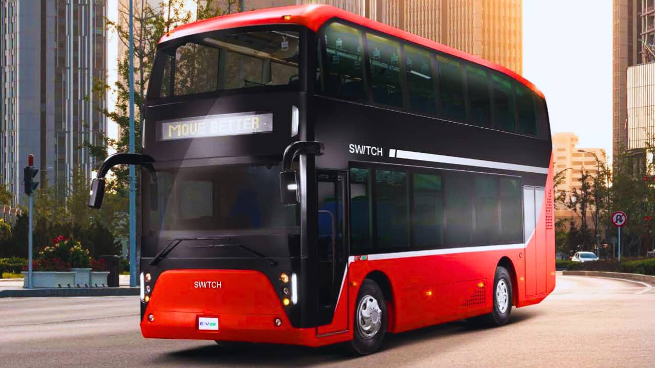 Double decker buses of Mumbai - Image of a Switch Mobility electric double decker bus