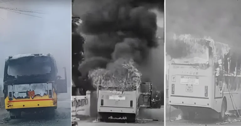 Watch: Cuddalore School Bus Fire Video - 14 Students Escape Unscathed Cuddalore School Bus Fire Video has gone viral