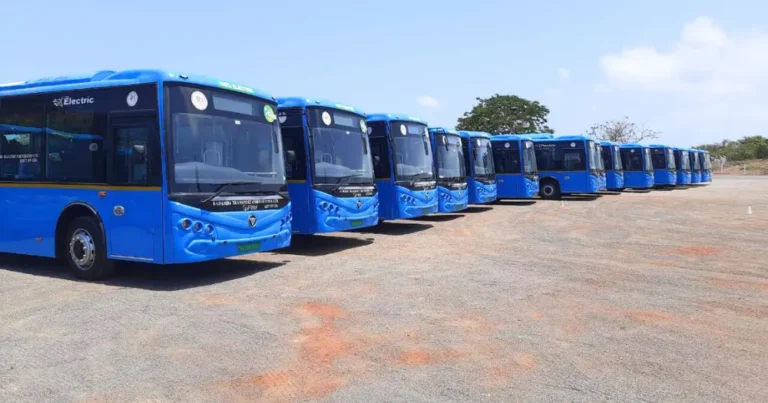 Kadamba Tap and Go Electric Buses resting in Panjim