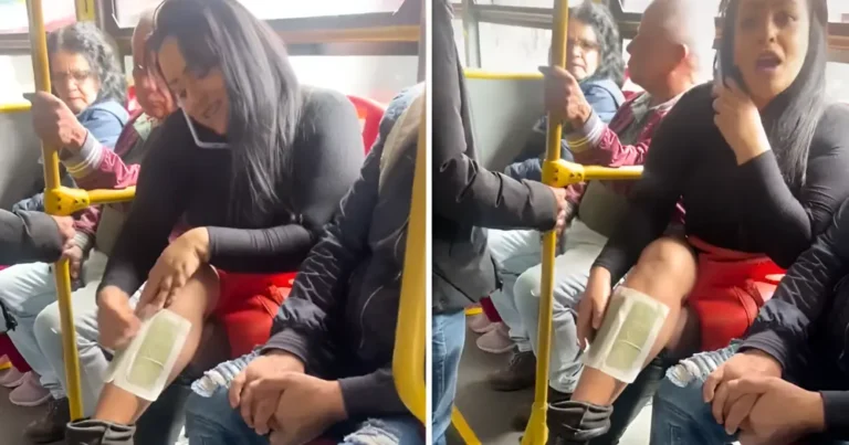 The video of a Woman Waxing Legs on a Bus has gone viral. Still image from the video