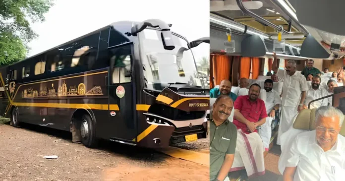 Exterior and interior of the KSRTC Nava Kerala Sadas Bus
