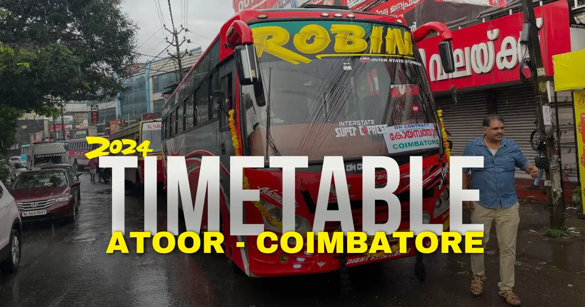 Robin Bus Booking: Adoor To Coimbatore Timing And Route