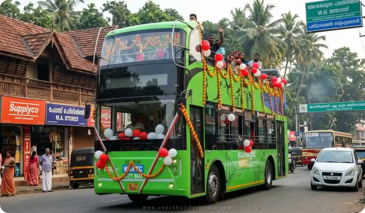 KSRTC Launches Open-Top Electric Double-Decker Bus For Kozhikode City Tours